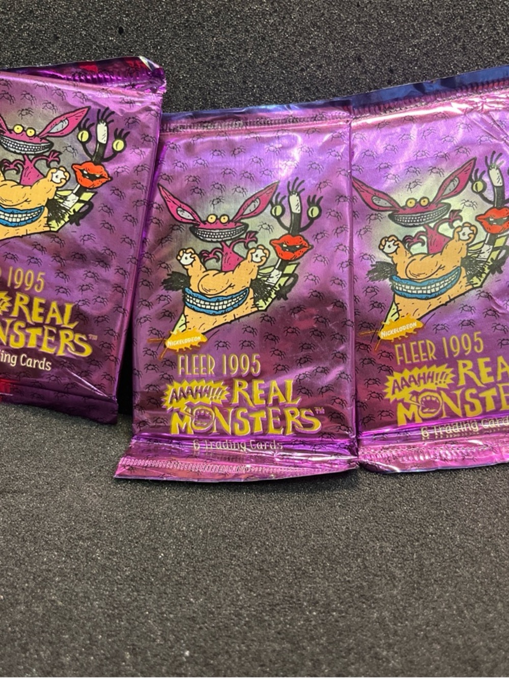 Nickelodeon Fleer 1995 Real Monsters Trading Card Booster Packs - Purple